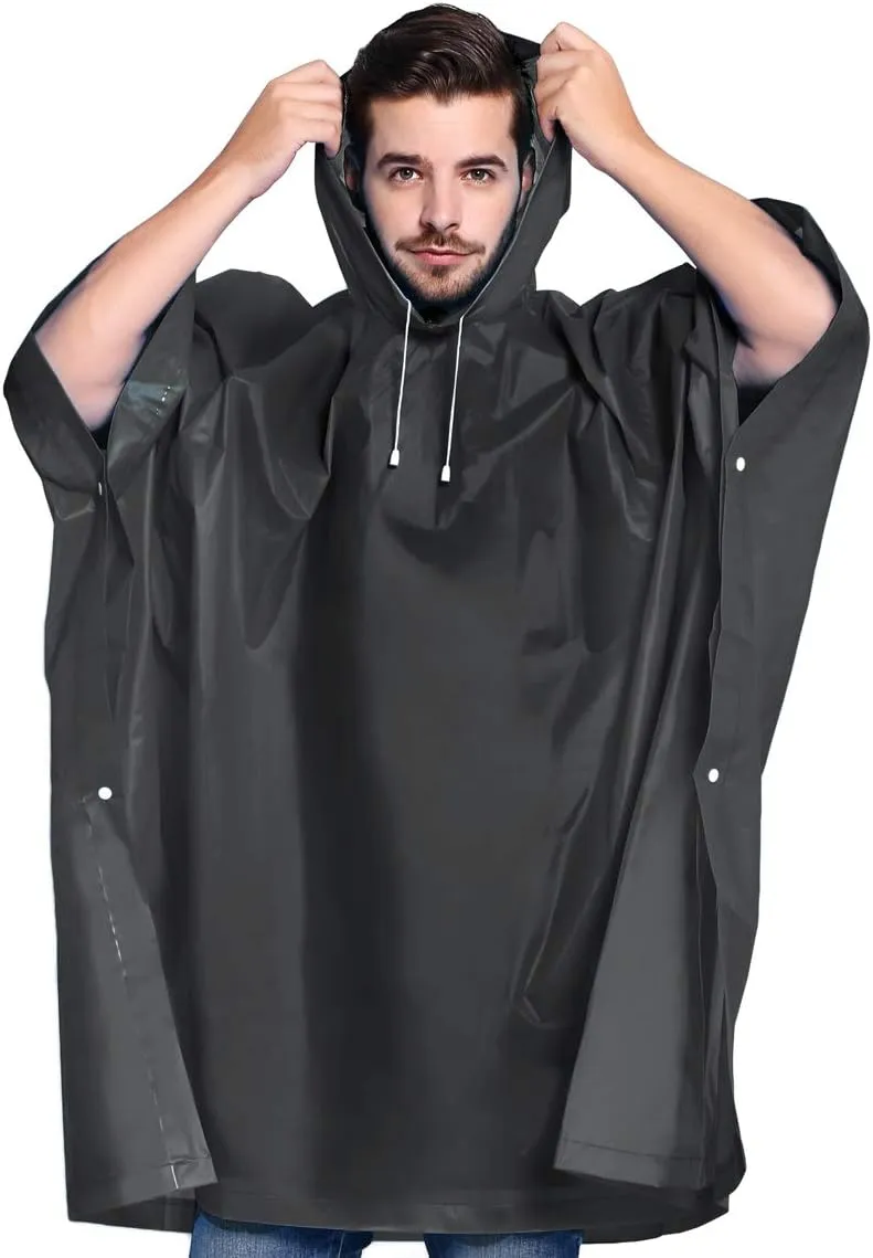 ANTVEE Reusable Rain Ponchos for Adult 2 Pack for Women and Men with Drawstring Hood