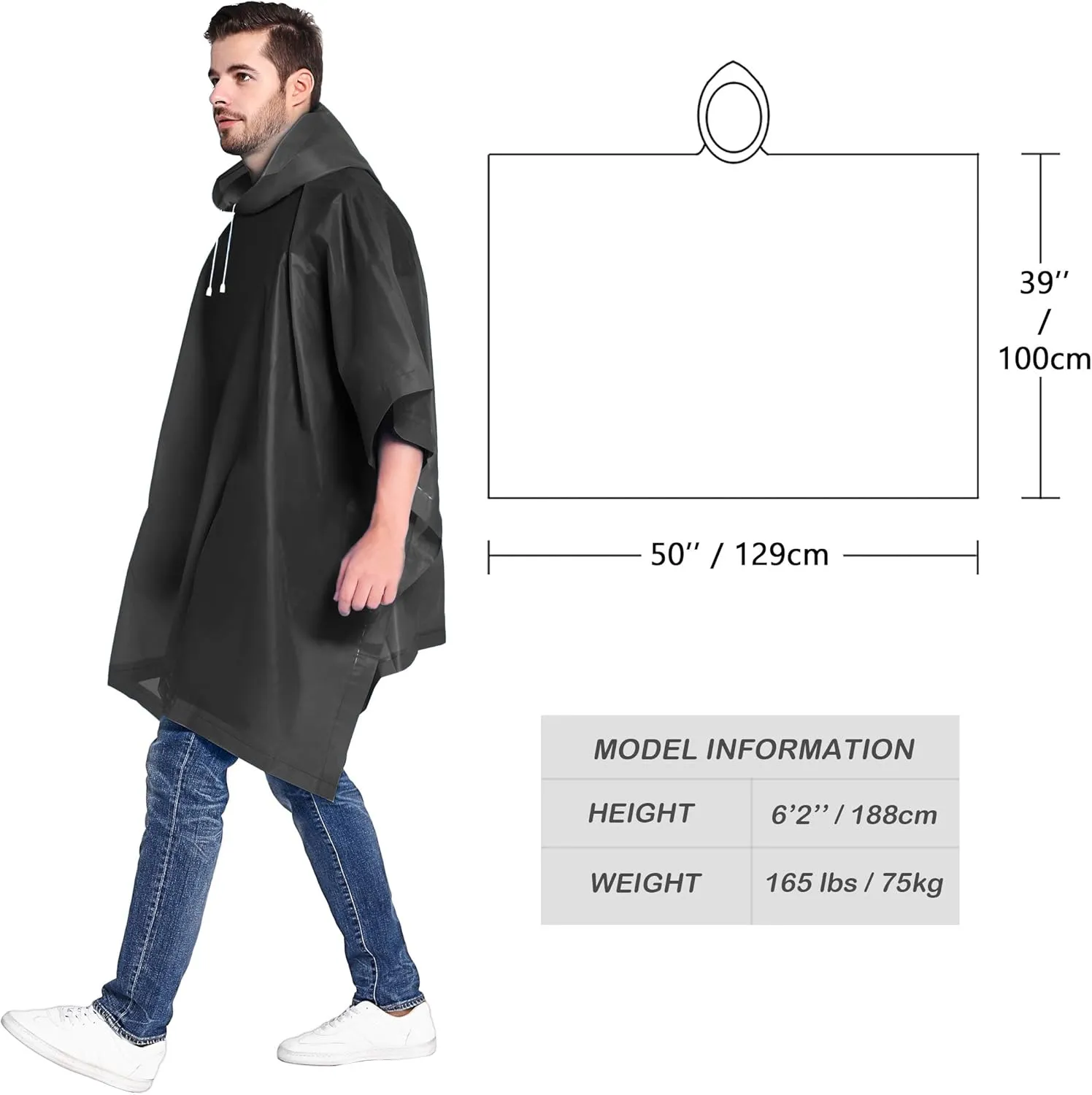 ANTVEE Reusable Rain Ponchos for Adult 2 Pack for Women and Men with Drawstring Hood