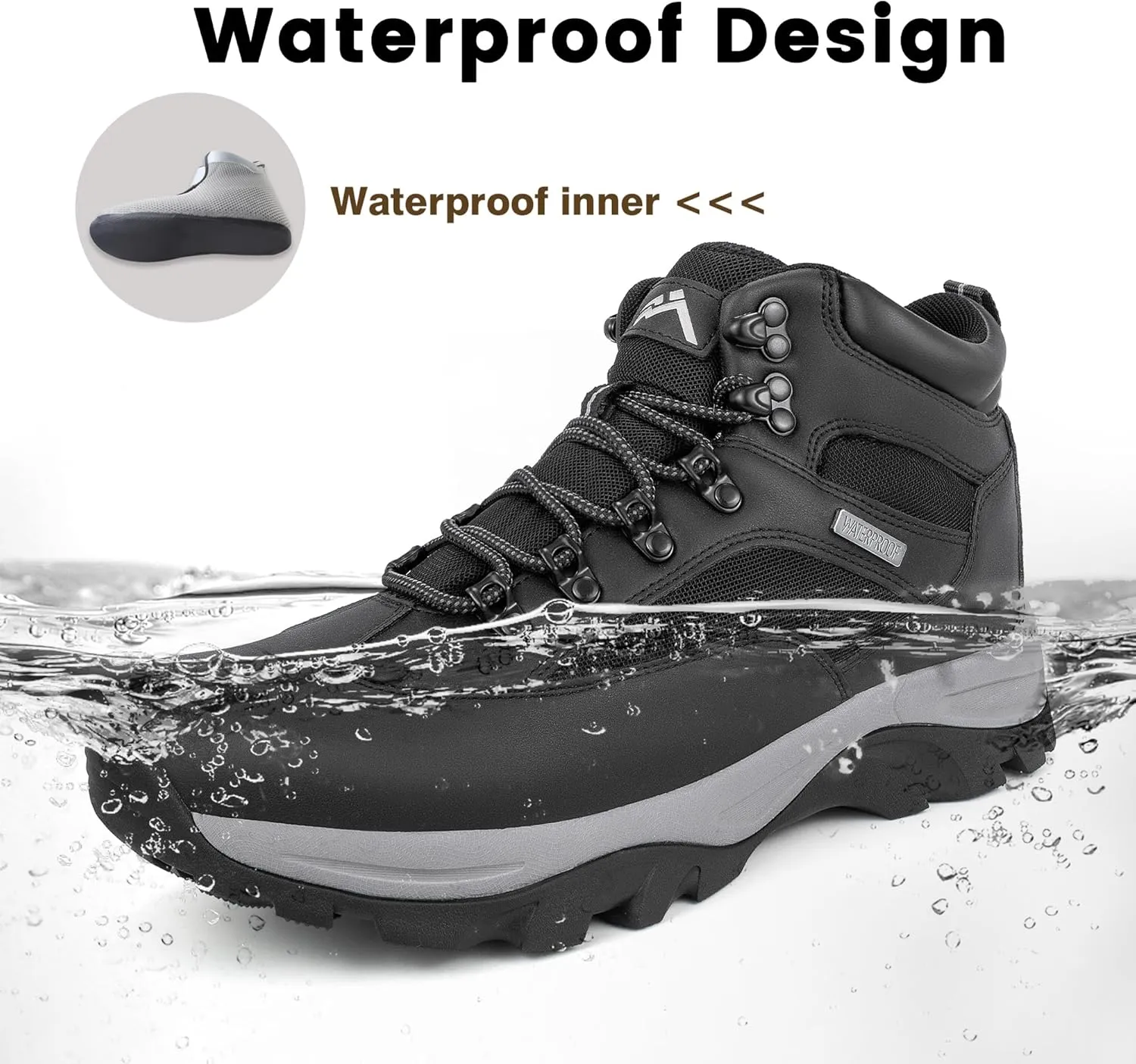 CC-Los Men's Waterproof Hiking Boots Outdoor Relaxed Fit Lightweight Size 7.5-14