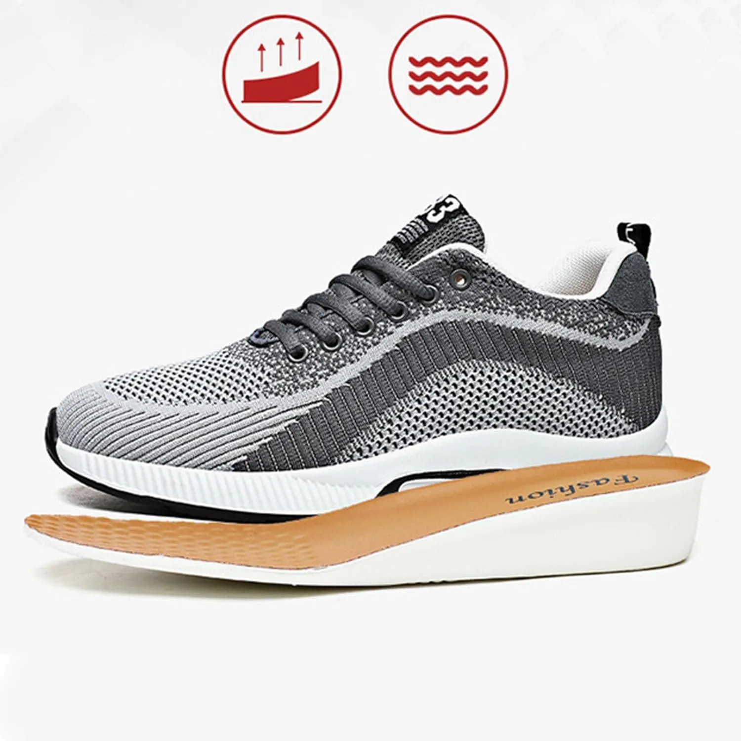 Couple Men's Elevator Shoes Men's Casual Mesh Trainers Lightweight Breathable Lace Up Sports Shoes Vintage Mens Sneaker