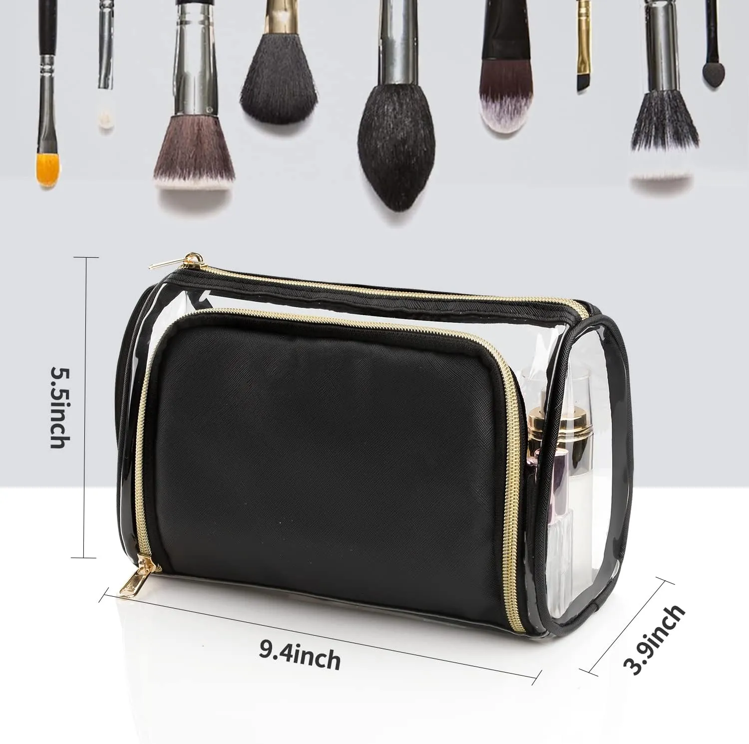 CUBETASTIC Clear Makeup Bag, TSA Approved Toiletry Bag, Transparent Small Travel Bag for Essential Makeup, Toiletries Cosmetic Storage Organizer Cute Clear Pouch with Compartment