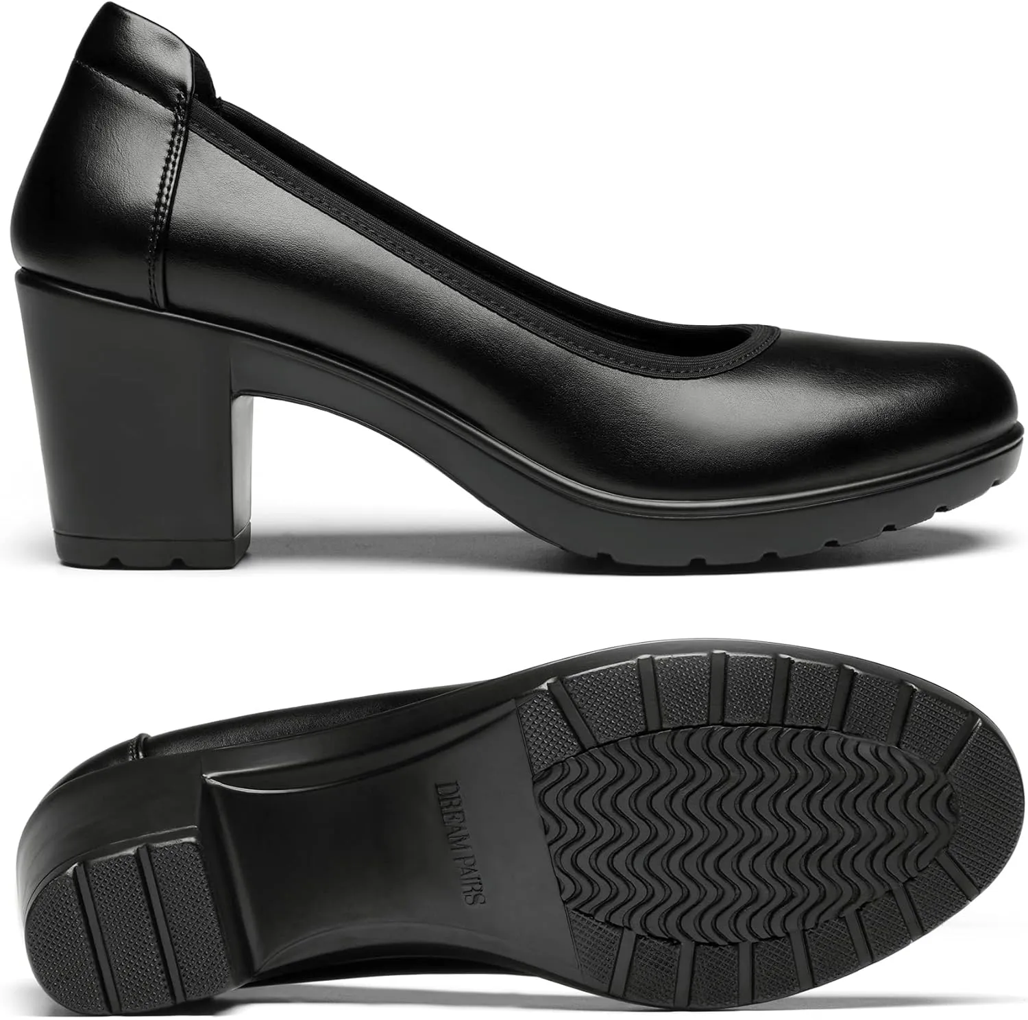 DREAM PAIRS Women's Chunky Closed Toe Low Block Heels Work Pumps Comfortable Round Toe Dress Wedding Shoes