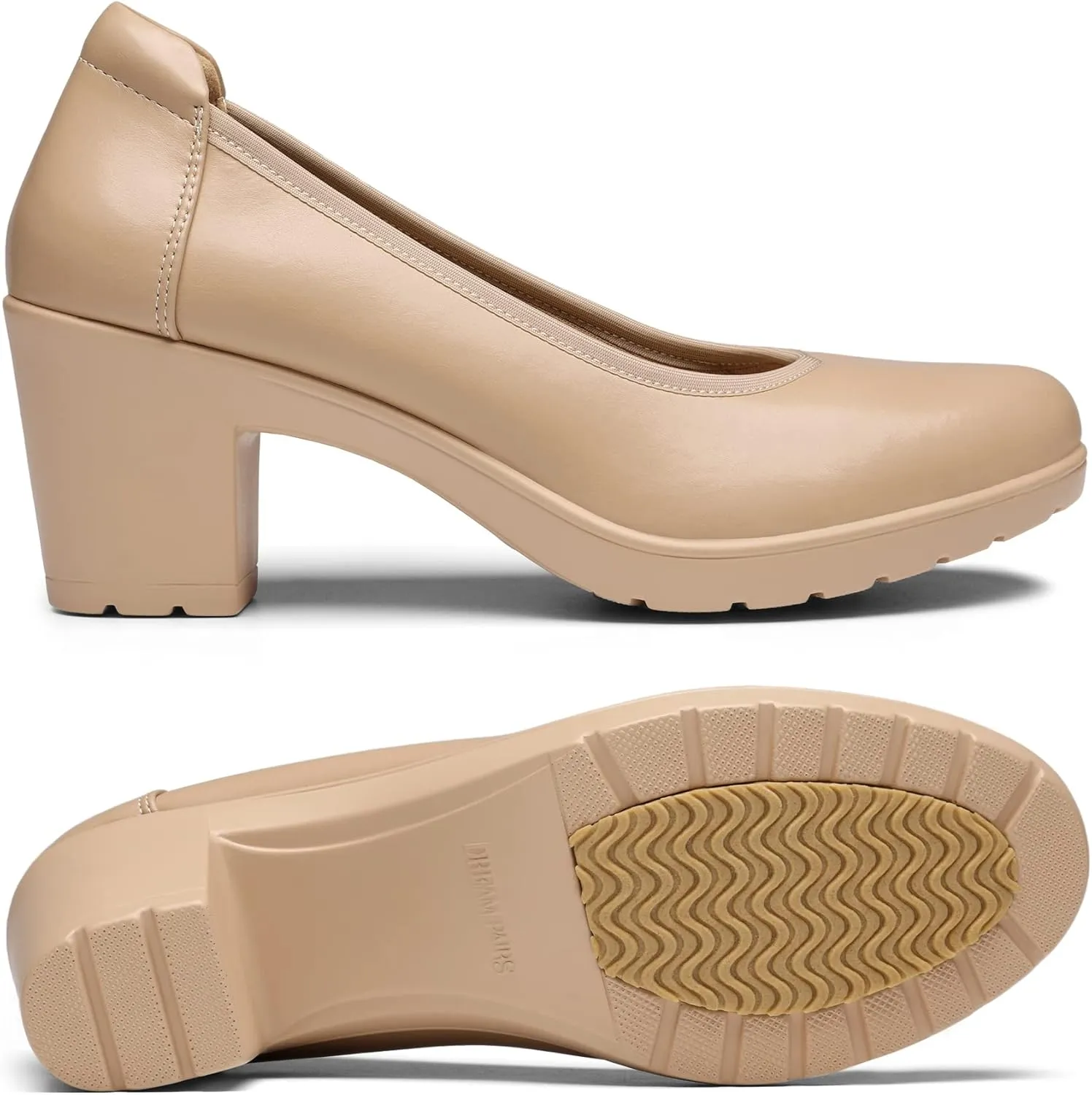 DREAM PAIRS Women's Chunky Closed Toe Low Block Heels Work Pumps Comfortable Round Toe Dress Wedding Shoes
