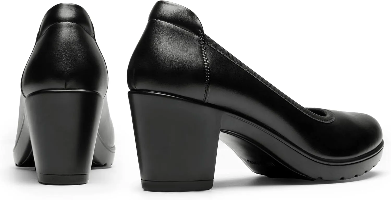 DREAM PAIRS Women's Chunky Closed Toe Low Block Heels Work Pumps Comfortable Round Toe Dress Wedding Shoes