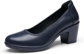 DREAM PAIRS Women's Chunky Closed Toe Low Block Heels Work Pumps Comfortable Round Toe Dress Wedding Shoes