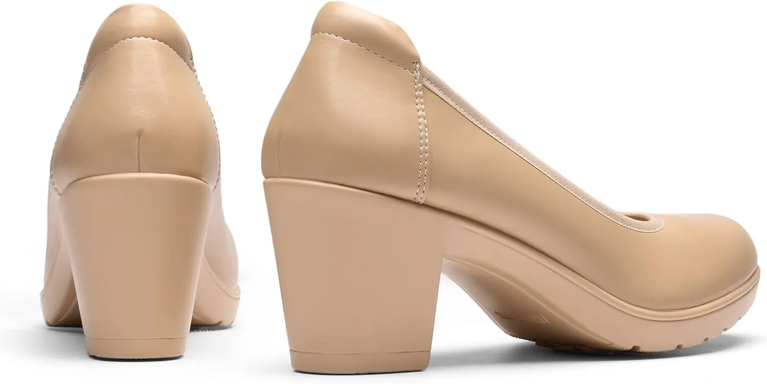 DREAM PAIRS Women's Chunky Closed Toe Low Block Heels Work Pumps Comfortable Round Toe Dress Wedding Shoes