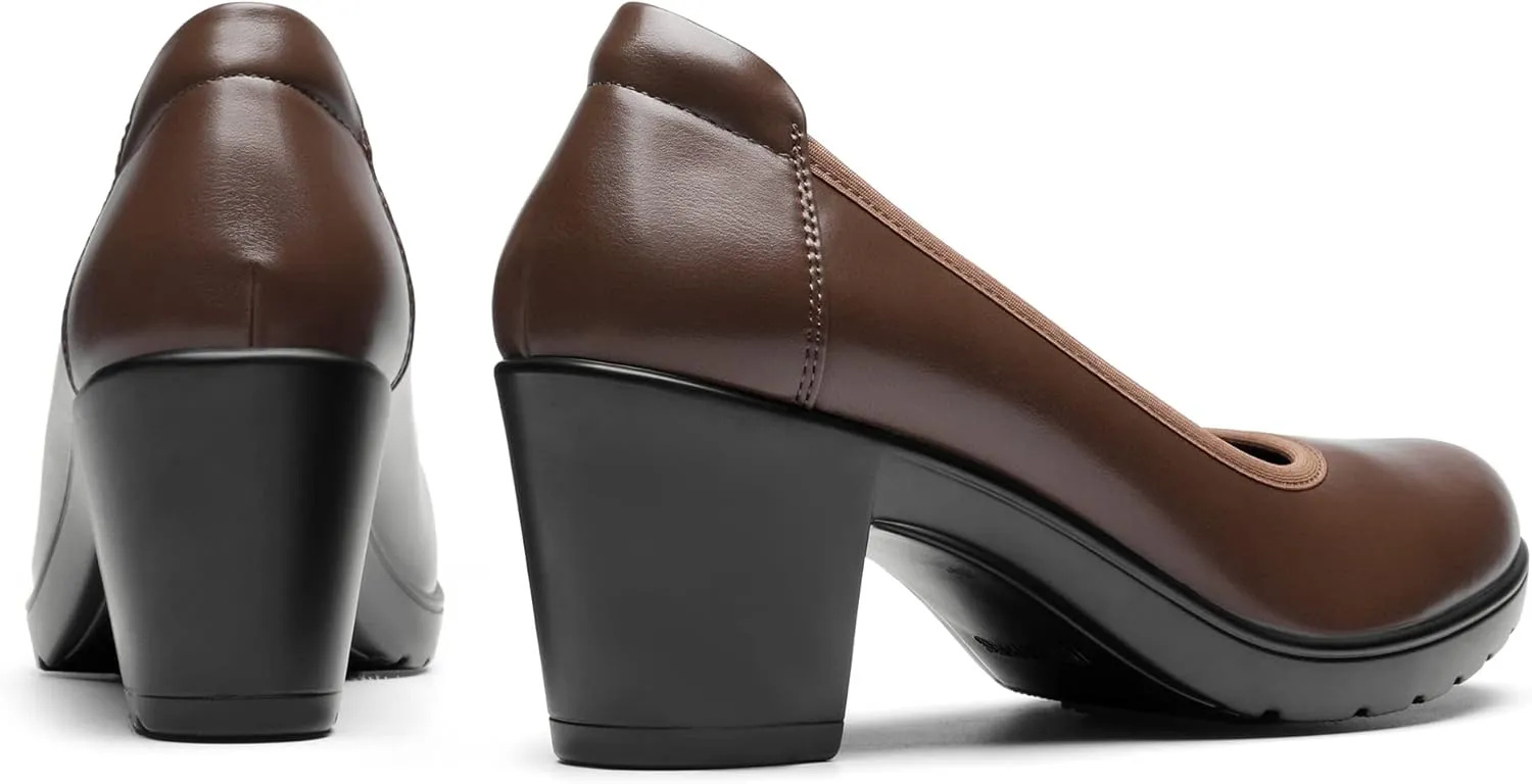 DREAM PAIRS Women's Chunky Closed Toe Low Block Heels Work Pumps Comfortable Round Toe Dress Wedding Shoes