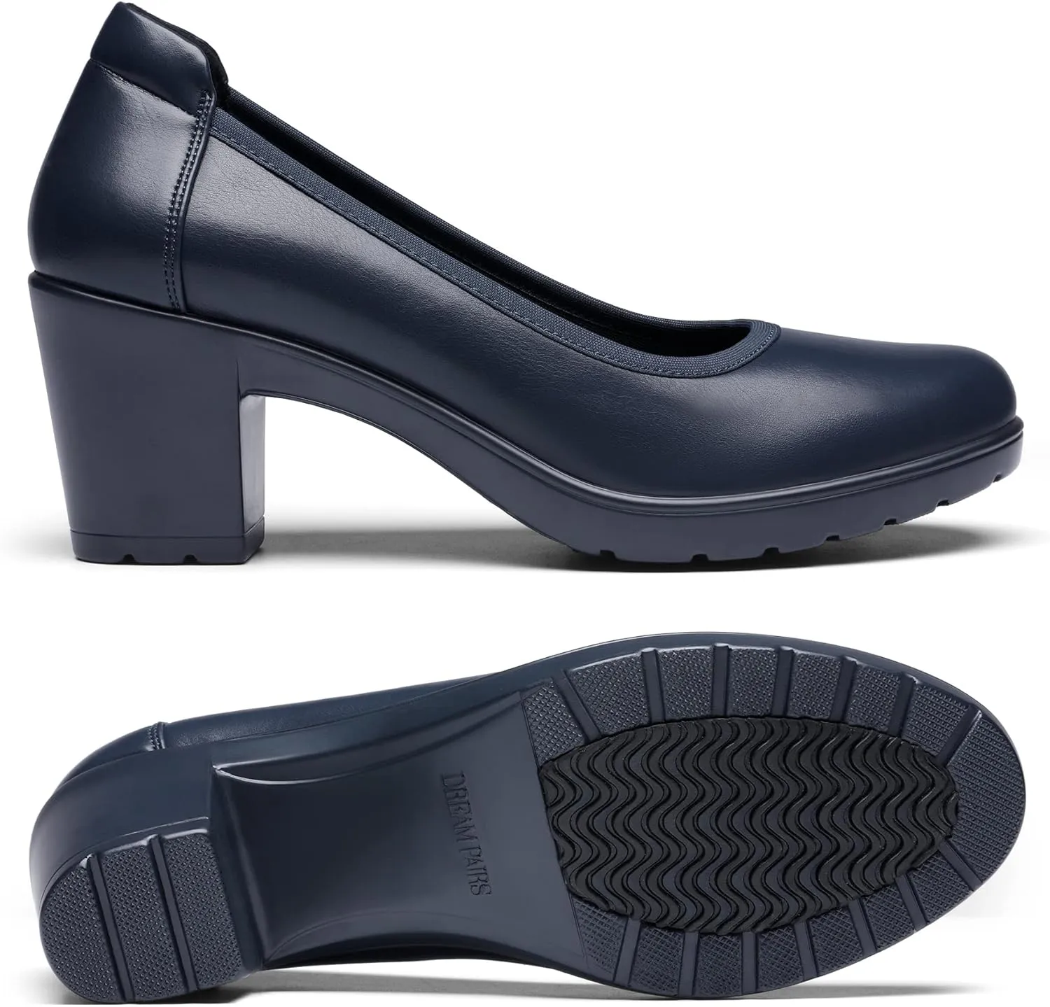 DREAM PAIRS Women's Chunky Closed Toe Low Block Heels Work Pumps Comfortable Round Toe Dress Wedding Shoes