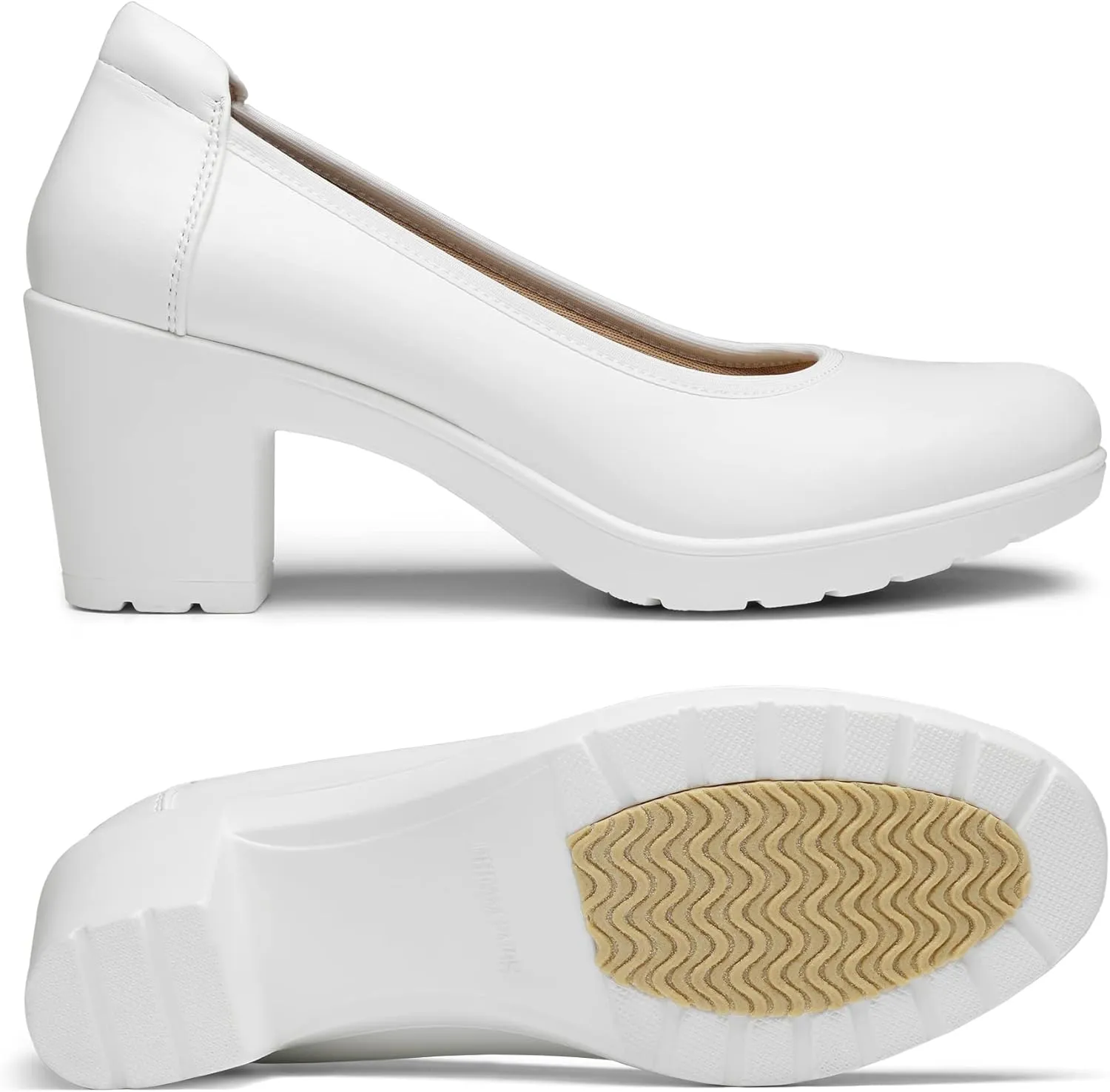 DREAM PAIRS Women's Chunky Closed Toe Low Block Heels Work Pumps Comfortable Round Toe Dress Wedding Shoes