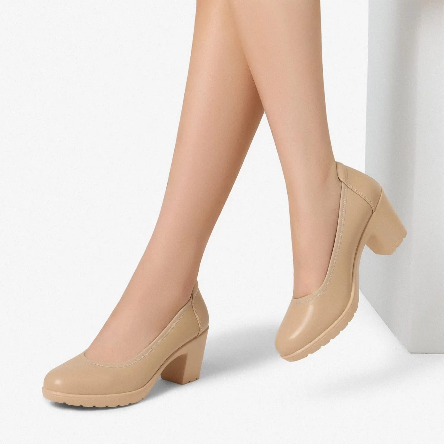 DREAM PAIRS Women's Chunky Closed Toe Low Block Heels Work Pumps Comfortable Round Toe Dress Wedding Shoes