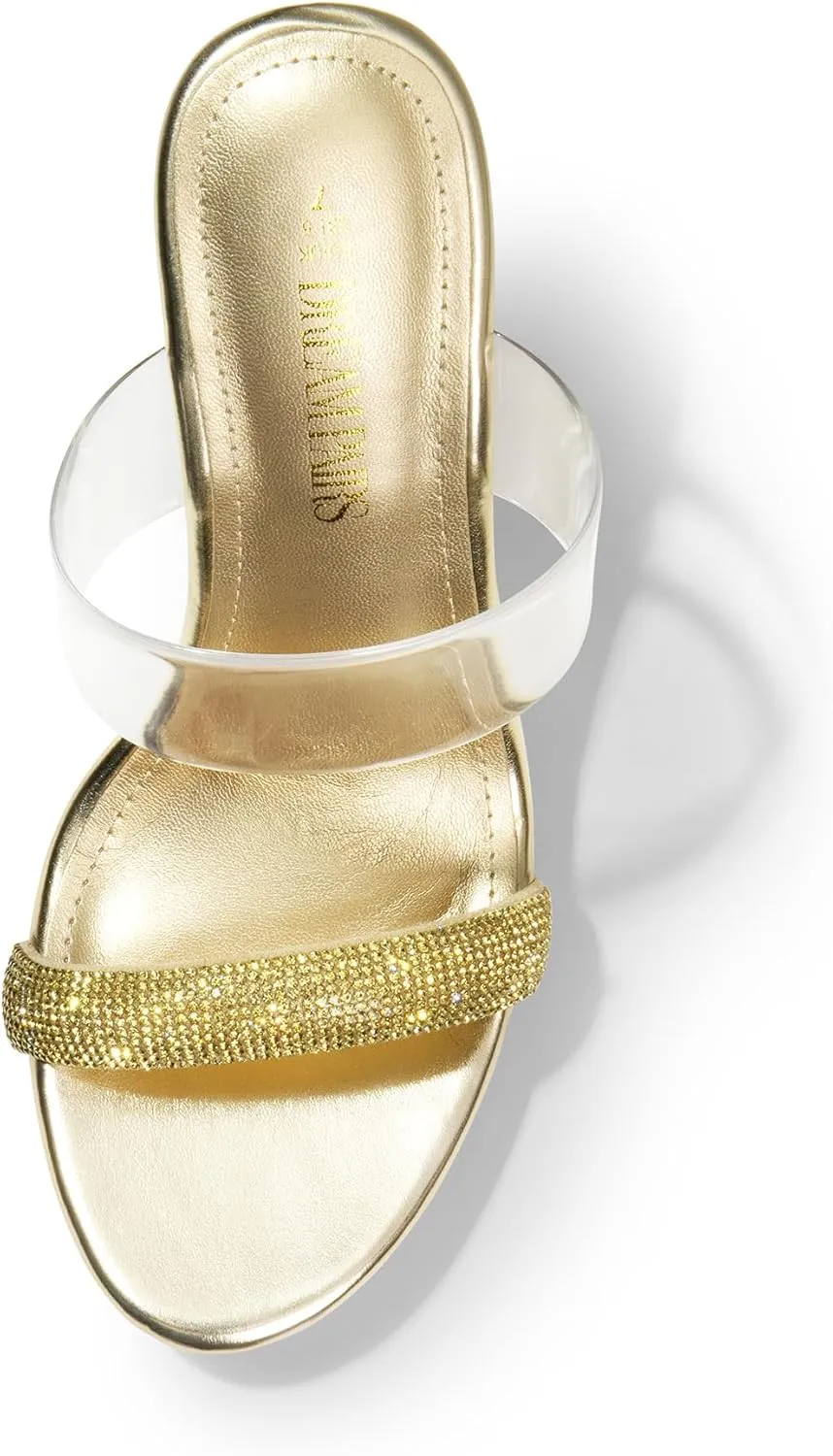 DREAM PAIRS Women's Clear Two Strap Open Toe High Block Chunky Slip on Dress Heel Sandals