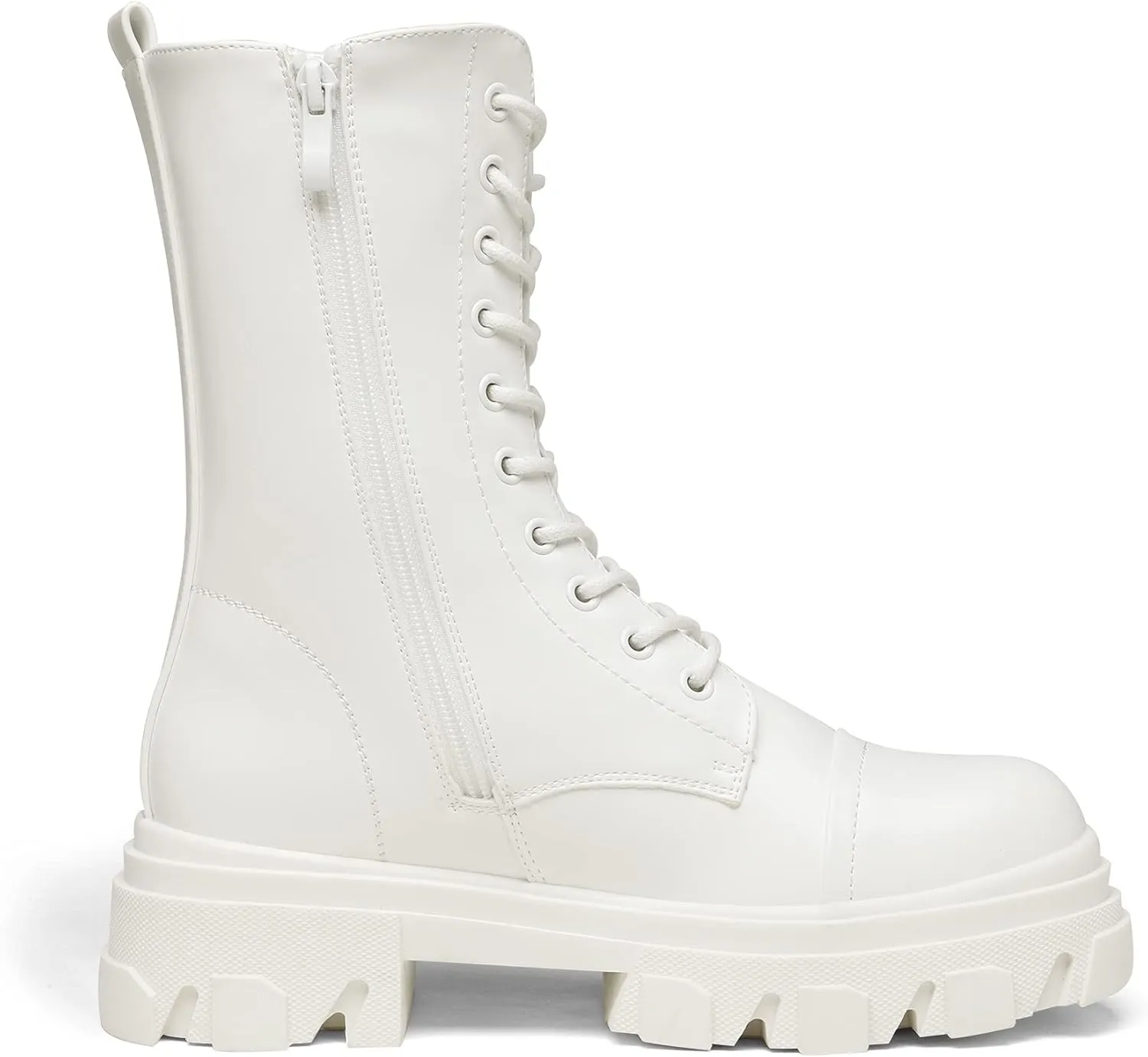 DREAM PAIRS Womens Combat Boots Lace up Mid Calf Boots Low Heel Chunky Platform Lug Sole Boots