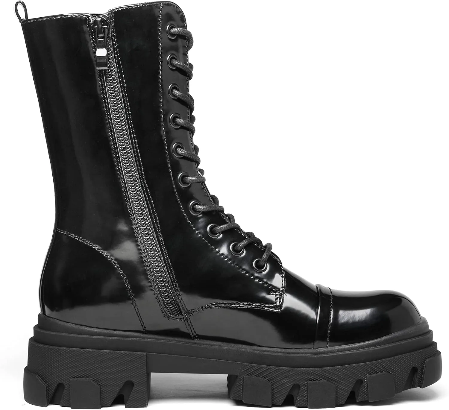 DREAM PAIRS Womens Combat Boots Lace up Mid Calf Boots Low Heel Chunky Platform Lug Sole Boots