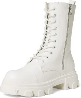 DREAM PAIRS Womens Combat Boots Lace up Mid Calf Boots Low Heel Chunky Platform Lug Sole Boots
