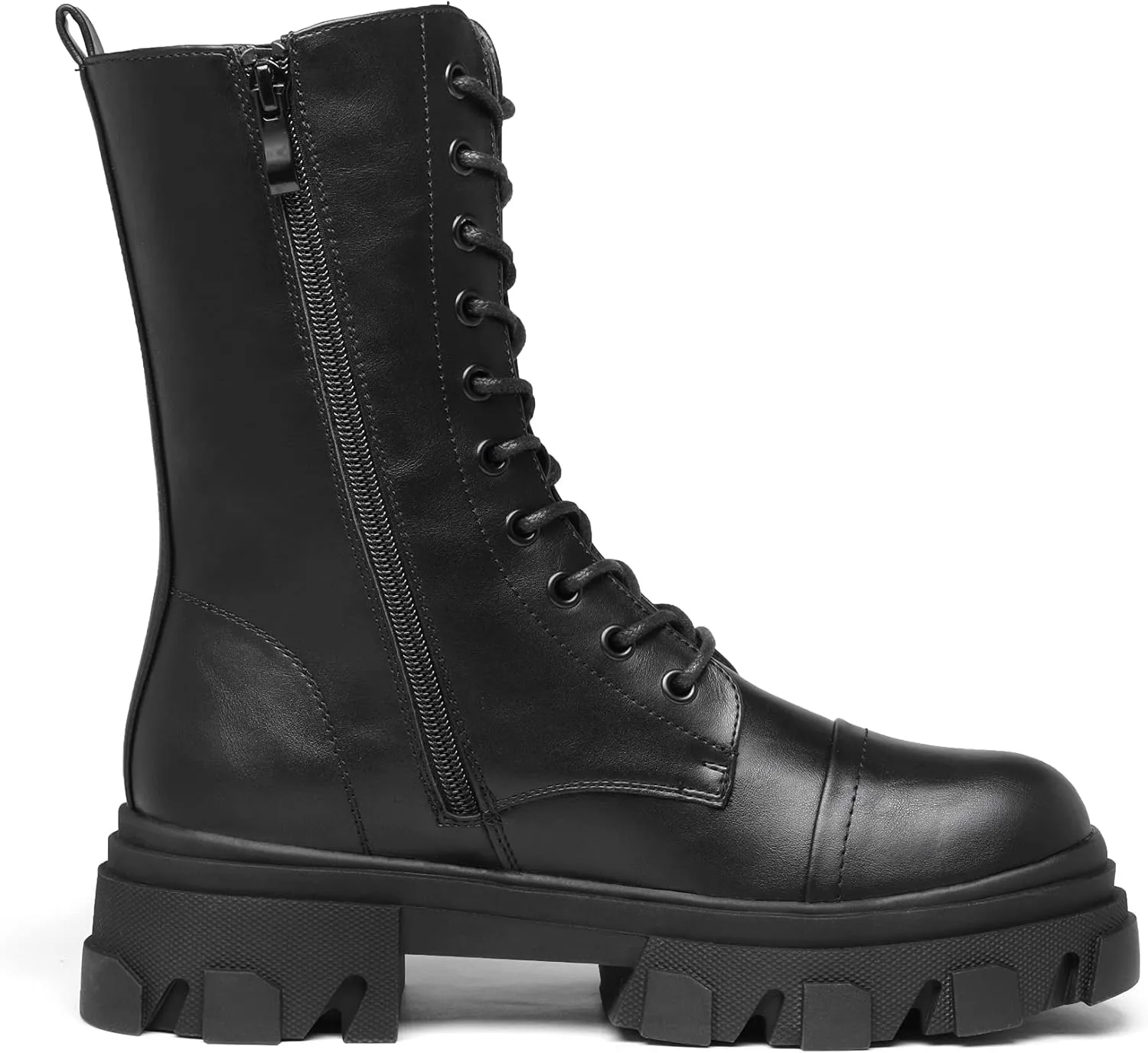 DREAM PAIRS Womens Combat Boots Lace up Mid Calf Boots Low Heel Chunky Platform Lug Sole Boots