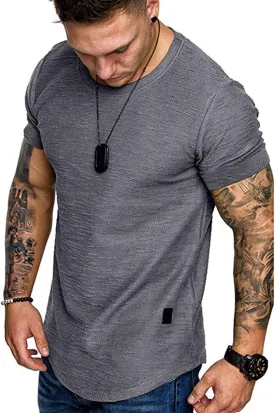Fashion Mens T Shirt Muscle Gym Workout Athletic Shirt Cotton Tee Shirt Top