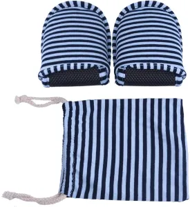 Foldable Travel Indoor Bedroom Slippers,Soft Cotton Anti slip Slippers,SPA Slippers/House Slippers/Guest Slippers Replacement for Family,Hotel,Portable,Not Disposable,Replacement for Men and Women(Man Blue stripes)