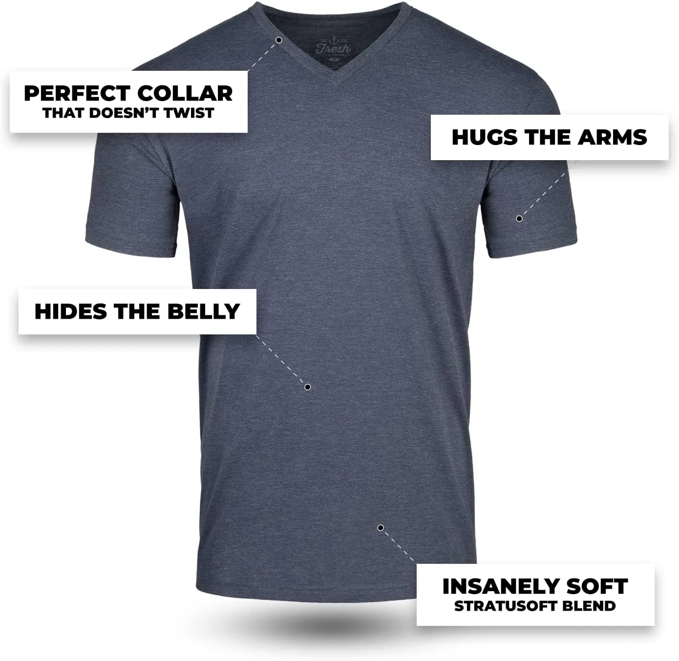 Fresh Clean Threads V Neck T Shirts for Men - Pre Shrunk Soft Fitted Premium Classic Tee - Men's T-Shirt Cotton Poly Blend