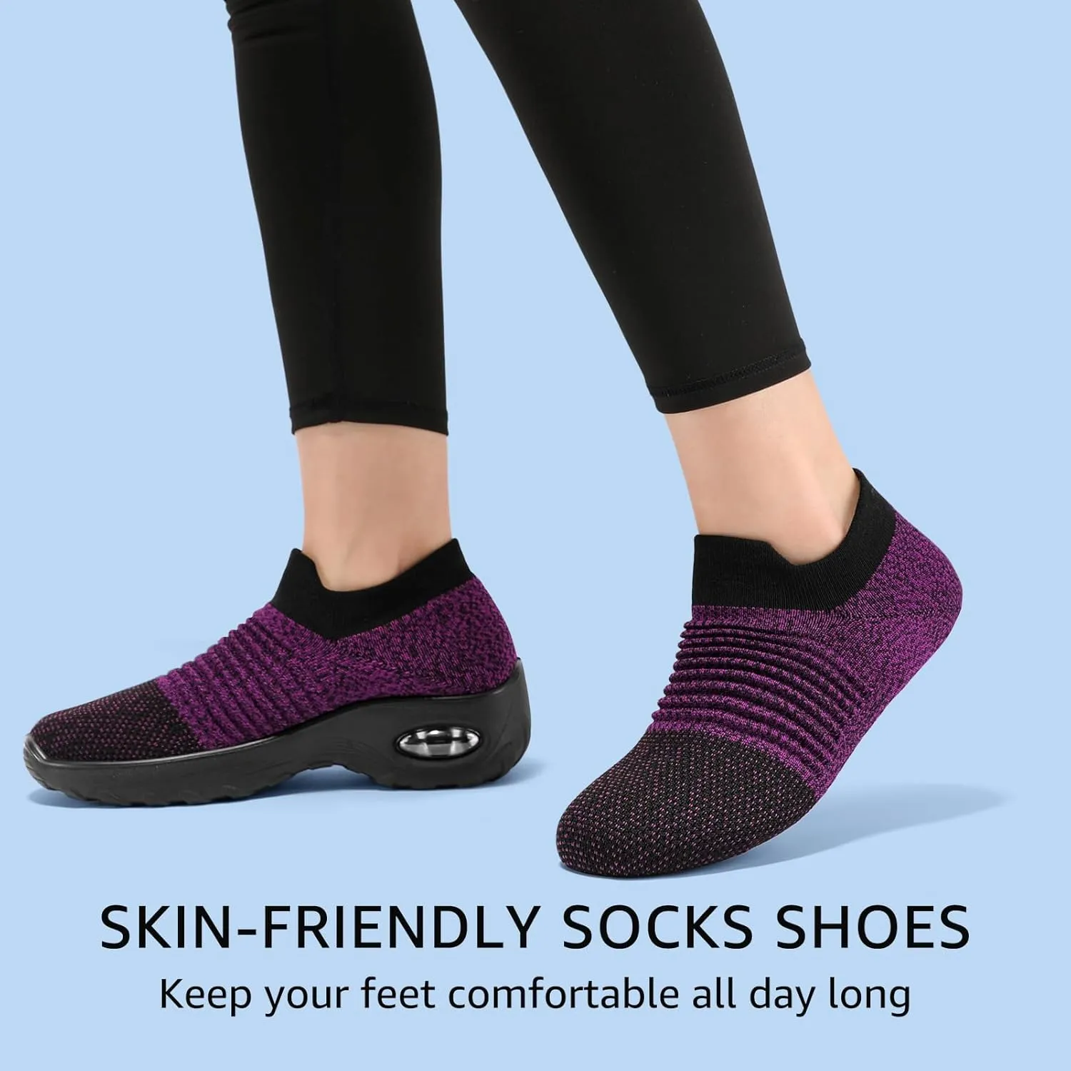 HKR Womens Walking Shoes with Arch Support Lightweight Slip On Sneakers for Plantar Fasciitis