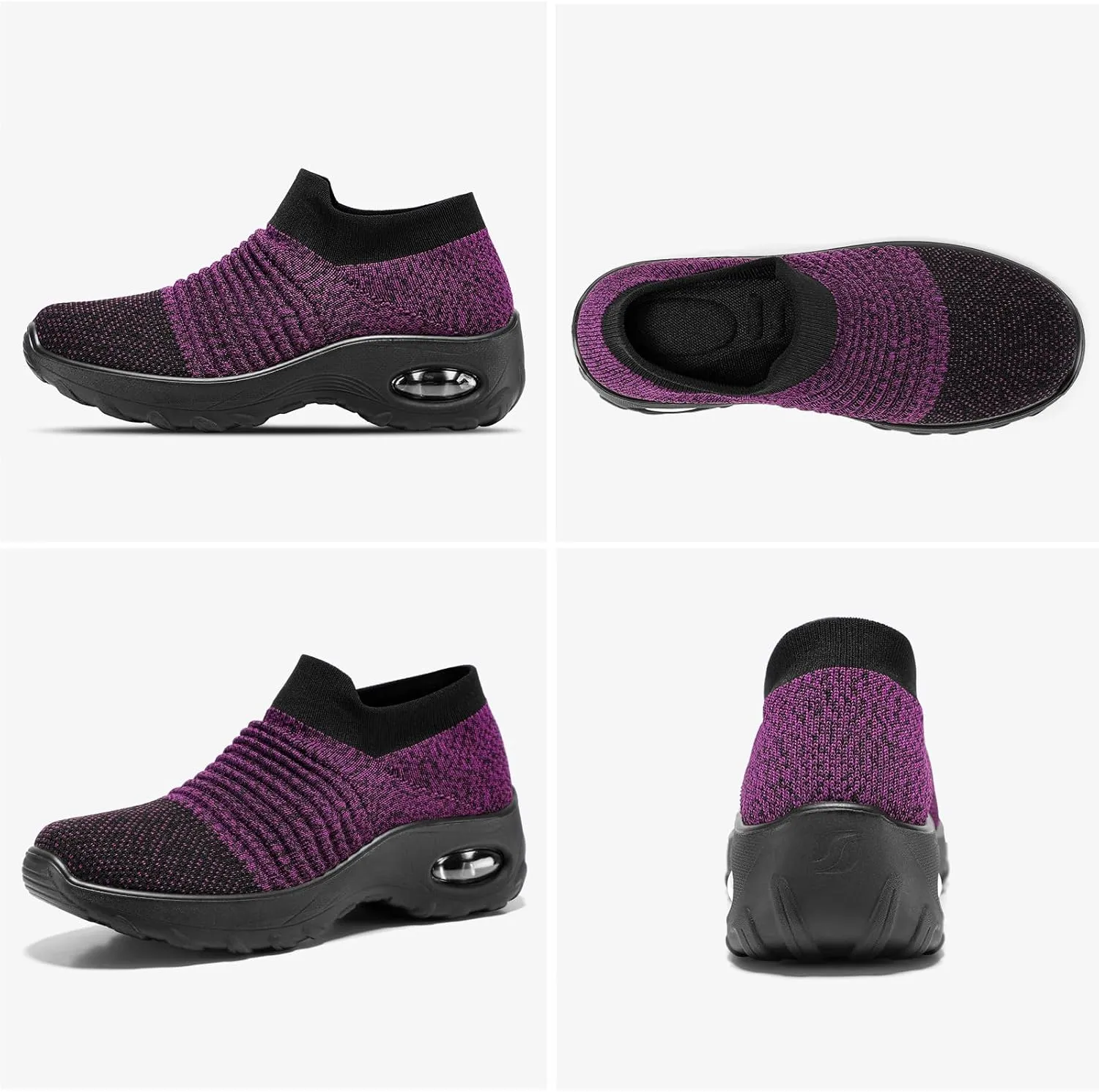 HKR Womens Walking Shoes with Arch Support Lightweight Slip On Sneakers for Plantar Fasciitis