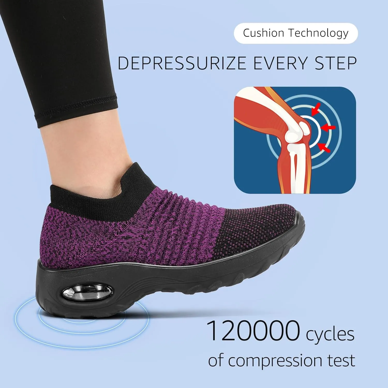 HKR Womens Walking Shoes with Arch Support Lightweight Slip On Sneakers for Plantar Fasciitis