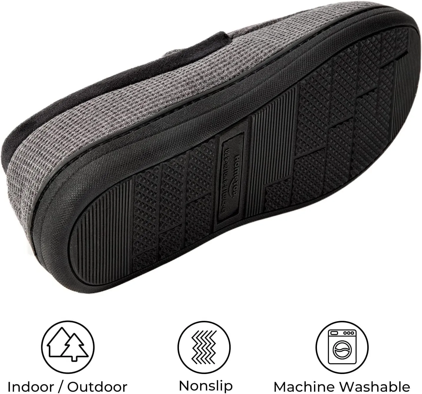 HomeTop Men's Comfort Memory Foam Moccasin Slippers, Breathable Cotton Knit Terry Cloth House Shoes for Indoor Outdoor