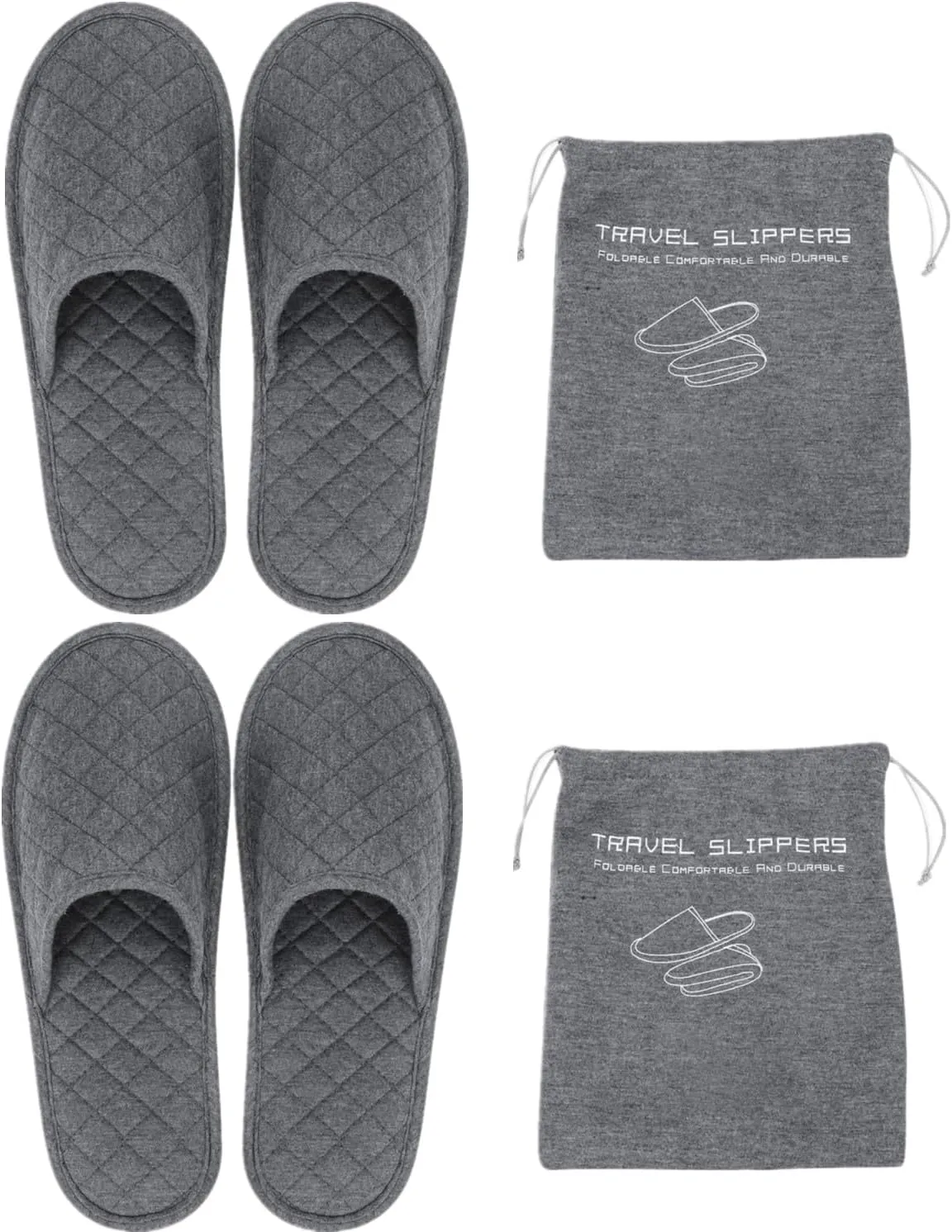 Ibluelover Portable Travel Spa Slippers Foldable Flat Closed Toe Home Shoes with Non-Slip Sole Spa Hotel Slippers Washable Guest Room Cotton Indoor House Shoes Business Trip Flight Footwear