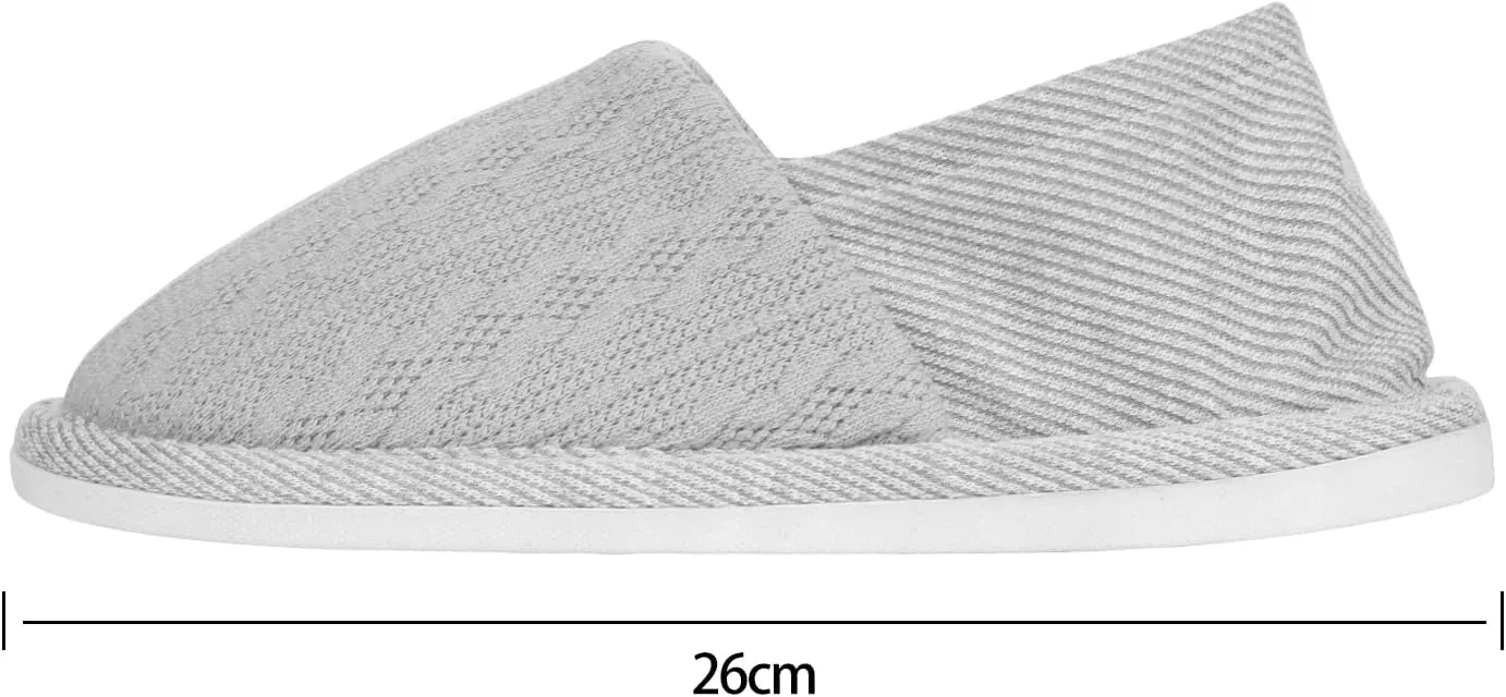 Ibluelover Portable Travel Spa Slippers Foldable Flat Closed Toe Home Shoes with Non-Slip Sole Spa Hotel Slippers Washable Guest Room Cotton Indoor House Shoes Business Trip Flight Footwear