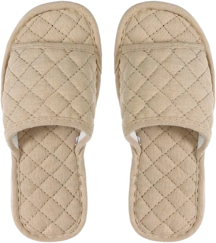 Ibluelover Portable Travel Spa Slippers Foldable Flat Closed Toe Home Shoes with Non-Slip Sole Spa Hotel Slippers Washable Guest Room Cotton Indoor House Shoes Business Trip Flight Footwear