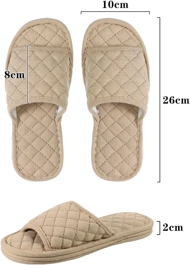 Ibluelover Portable Travel Spa Slippers Foldable Flat Closed Toe Home Shoes with Non-Slip Sole Spa Hotel Slippers Washable Guest Room Cotton Indoor House Shoes Business Trip Flight Footwear