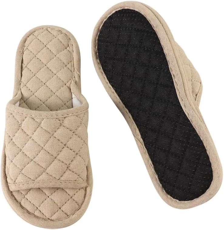 Ibluelover Portable Travel Spa Slippers Foldable Flat Closed Toe Home Shoes with Non-Slip Sole Spa Hotel Slippers Washable Guest Room Cotton Indoor House Shoes Business Trip Flight Footwear