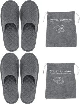 Ibluelover Portable Travel Spa Slippers Foldable Flat Closed Toe Home Shoes with Non-Slip Sole Spa Hotel Slippers Washable Guest Room Cotton Indoor House Shoes Business Trip Flight Footwear