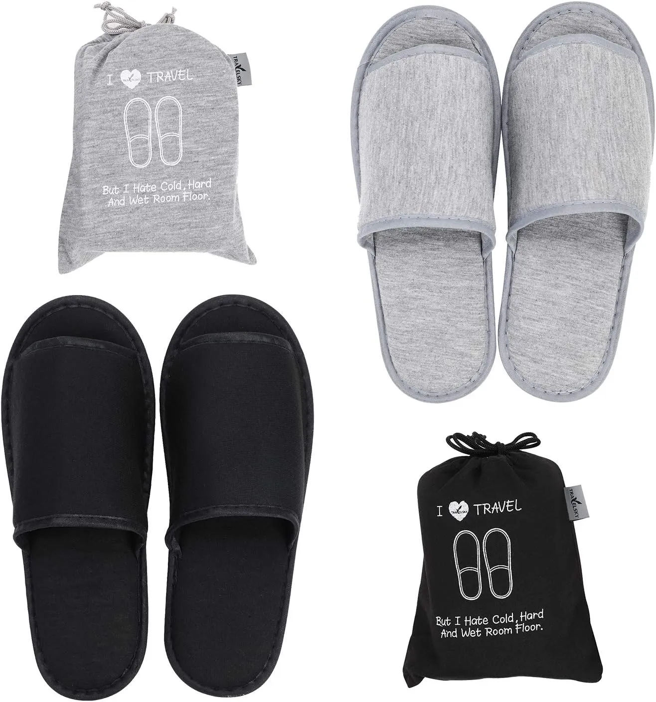 Ibluelover Portable Travel Spa Slippers Foldable Flat Closed Toe Home Shoes with Non-Slip Sole Spa Hotel Slippers Washable Guest Room Cotton Indoor House Shoes Business Trip Flight Footwear