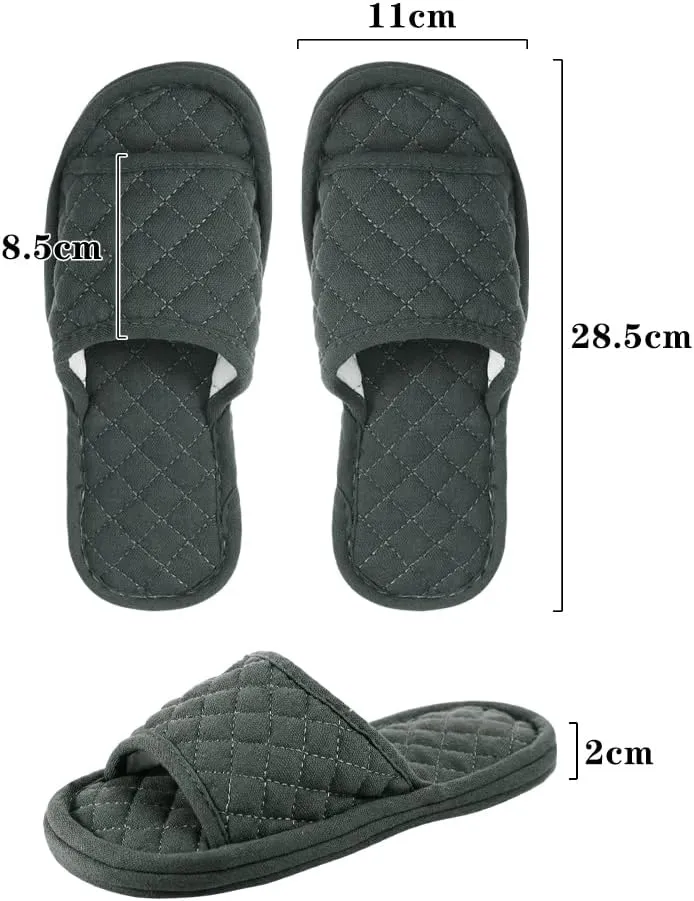 Ibluelover Portable Travel Spa Slippers Foldable Flat Closed Toe Home Shoes with Non-Slip Sole Spa Hotel Slippers Washable Guest Room Cotton Indoor House Shoes Business Trip Flight Footwear