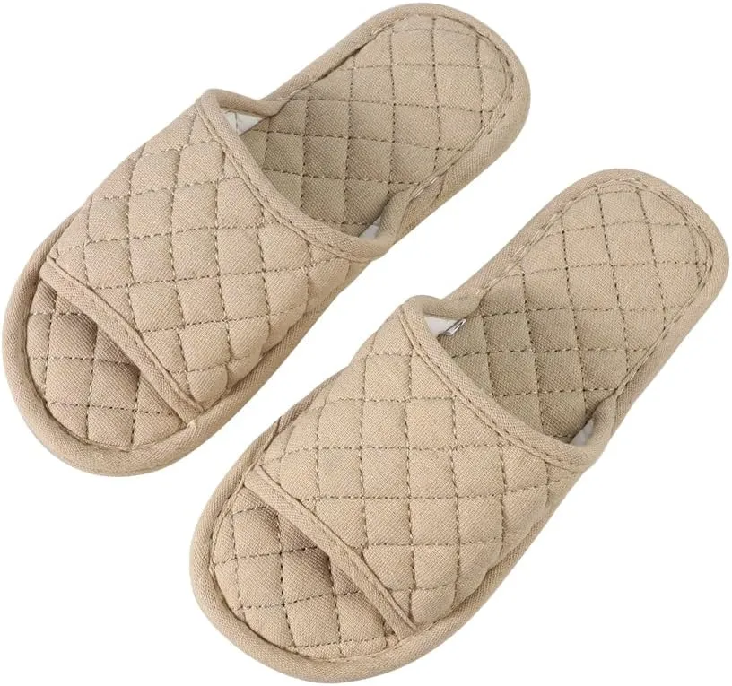 Ibluelover Portable Travel Spa Slippers Foldable Flat Closed Toe Home Shoes with Non-Slip Sole Spa Hotel Slippers Washable Guest Room Cotton Indoor House Shoes Business Trip Flight Footwear