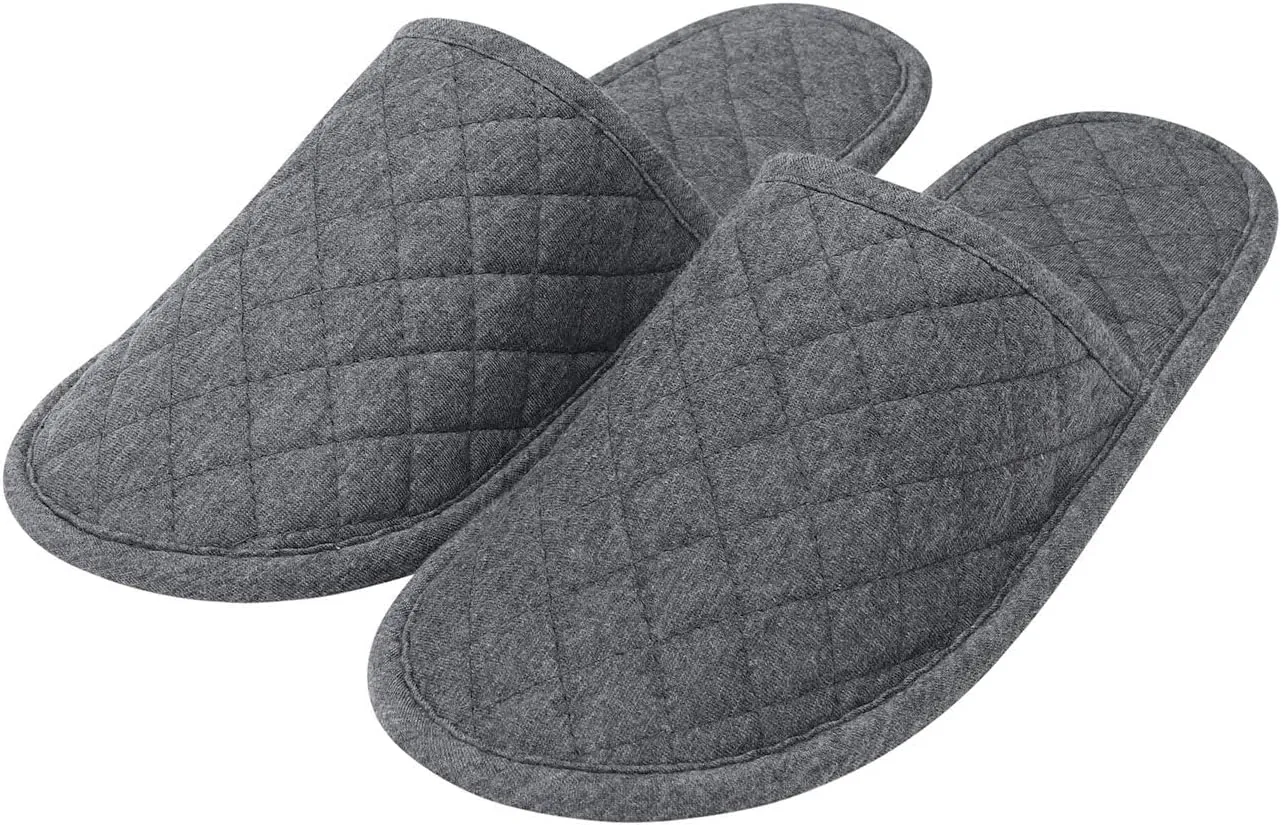 Ibluelover Portable Travel Spa Slippers Foldable Flat Closed Toe Home Shoes with Non-Slip Sole Spa Hotel Slippers Washable Guest Room Cotton Indoor House Shoes Business Trip Flight Footwear