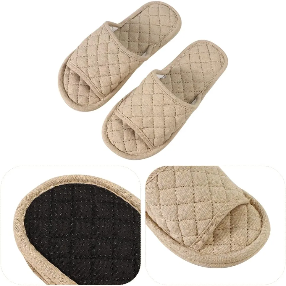 Ibluelover Portable Travel Spa Slippers Foldable Flat Closed Toe Home Shoes with Non-Slip Sole Spa Hotel Slippers Washable Guest Room Cotton Indoor House Shoes Business Trip Flight Footwear