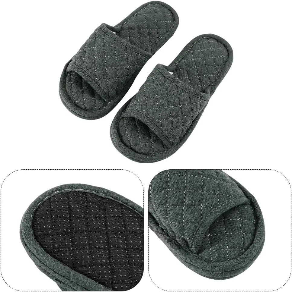 Ibluelover Portable Travel Spa Slippers Foldable Flat Closed Toe Home Shoes with Non-Slip Sole Spa Hotel Slippers Washable Guest Room Cotton Indoor House Shoes Business Trip Flight Footwear