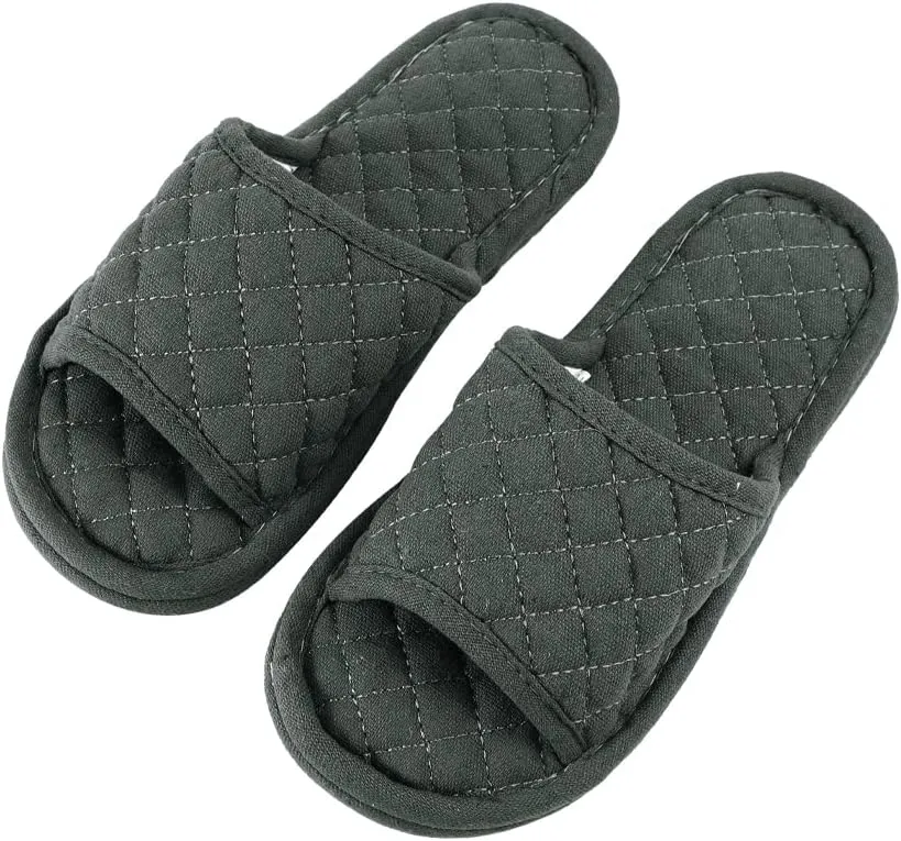 Ibluelover Portable Travel Spa Slippers Foldable Flat Closed Toe Home Shoes with Non-Slip Sole Spa Hotel Slippers Washable Guest Room Cotton Indoor House Shoes Business Trip Flight Footwear