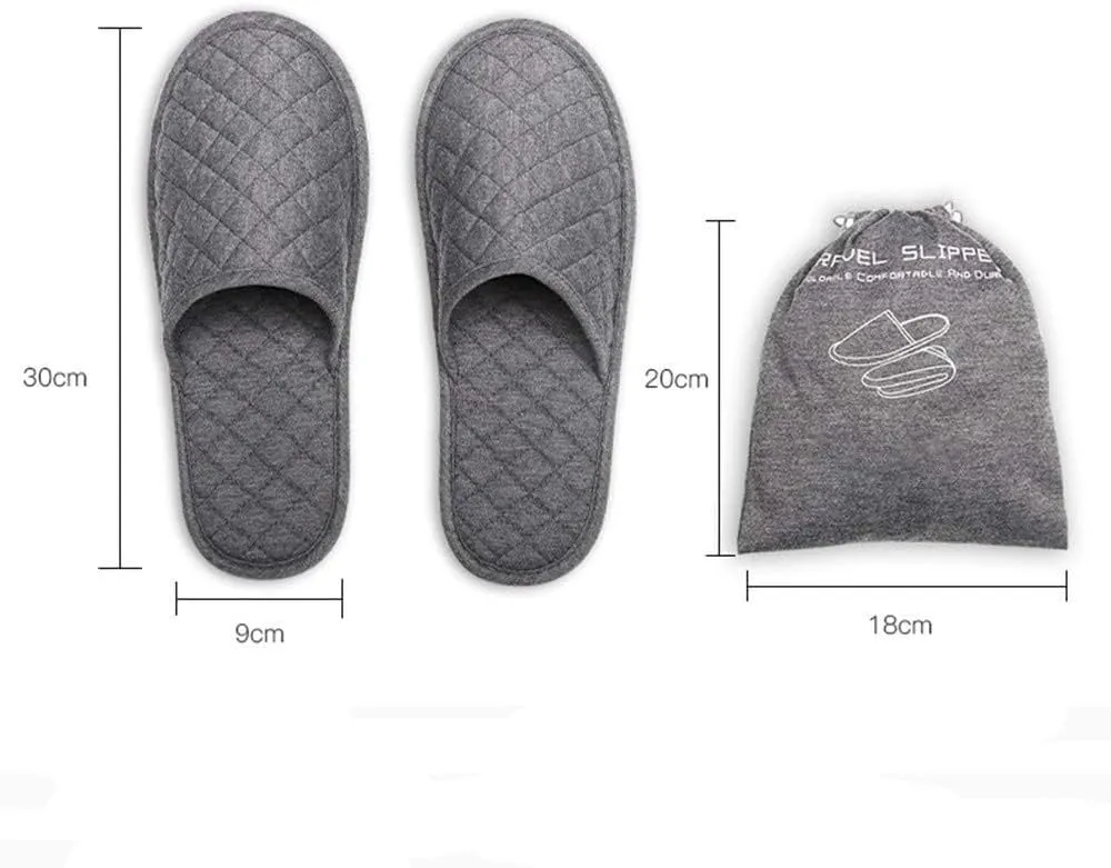 Ibluelover Portable Travel Spa Slippers Foldable Flat Closed Toe Home Shoes with Non-Slip Sole Spa Hotel Slippers Washable Guest Room Cotton Indoor House Shoes Business Trip Flight Footwear