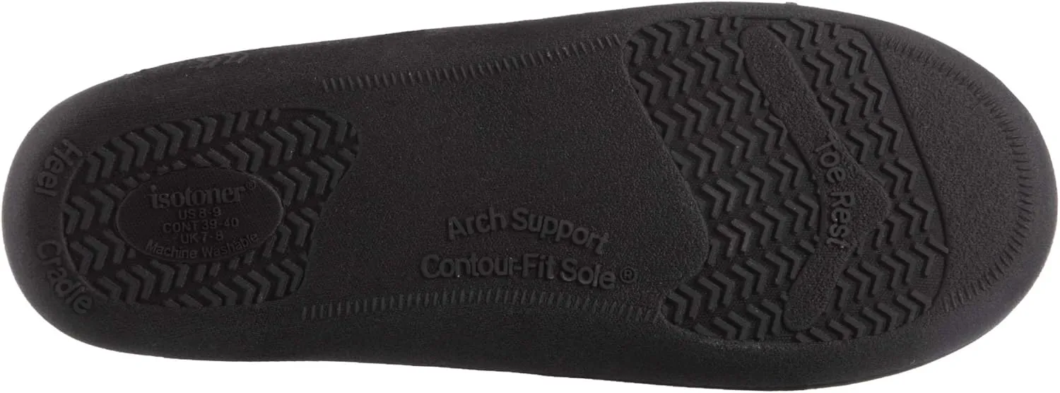 Isotoner Men's Microsuede Moccasin Slippers - Mens Indoor and Outdoor Sole Slippers, Features Memory Foam for a Customer Fit and Arch Support for All-Day Comfort, Machine Washable