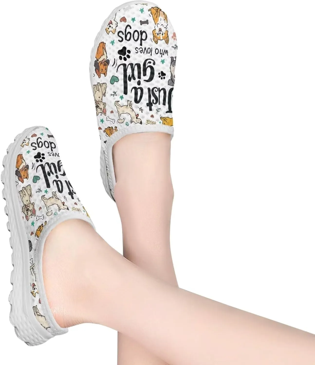 Jeiento Womens Slip On Mules Shoes Cute Cat Shoes Mesh Breathable Walking Sneakers Backless Fashion Sneakers