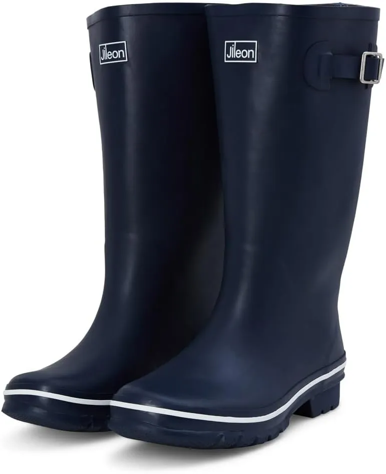 Jileon Wide Fit Womens Rain Boots - Fit up to 18 Calves - Unique Design For Wide Feet, Ankles & Calves