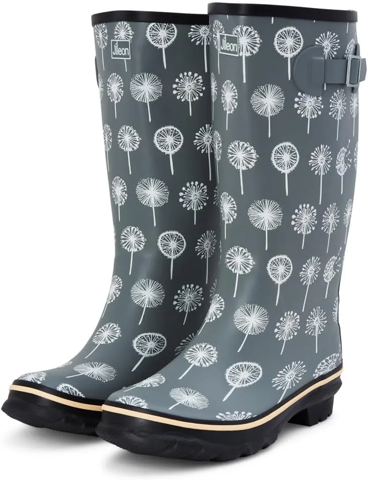 Jileon Wide Fit Womens Rain Boots - Fit up to 18 Calves - Unique Design For Wide Feet, Ankles & Calves