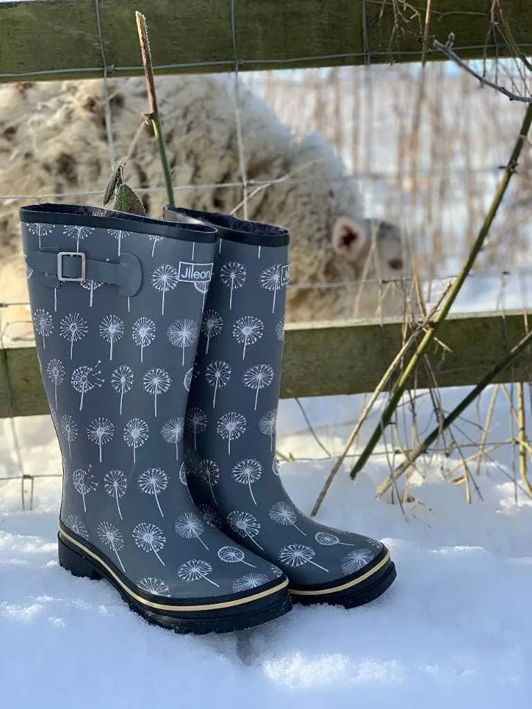 Jileon Wide Fit Womens Rain Boots - Fit up to 18 Calves - Unique Design For Wide Feet, Ankles & Calves