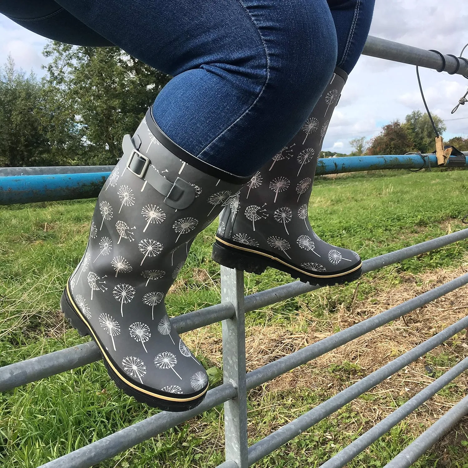 Jileon Wide Fit Womens Rain Boots - Fit up to 18 Calves - Unique Design For Wide Feet, Ankles & Calves