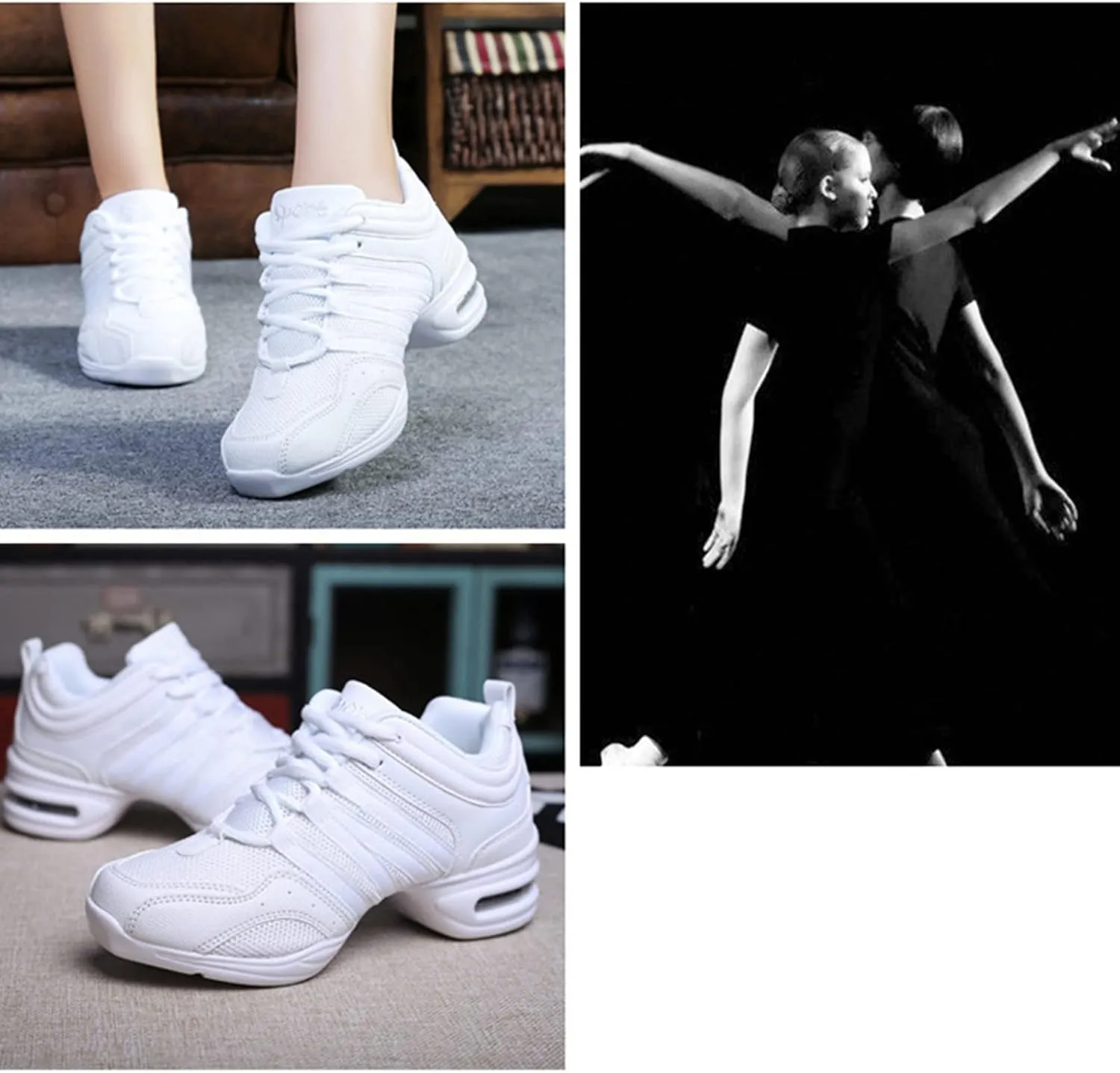 Julymens Women's Jazz Dancing Sneakers Breathable Mesh Lightweight Split Sole Athletic Walking Shoes
