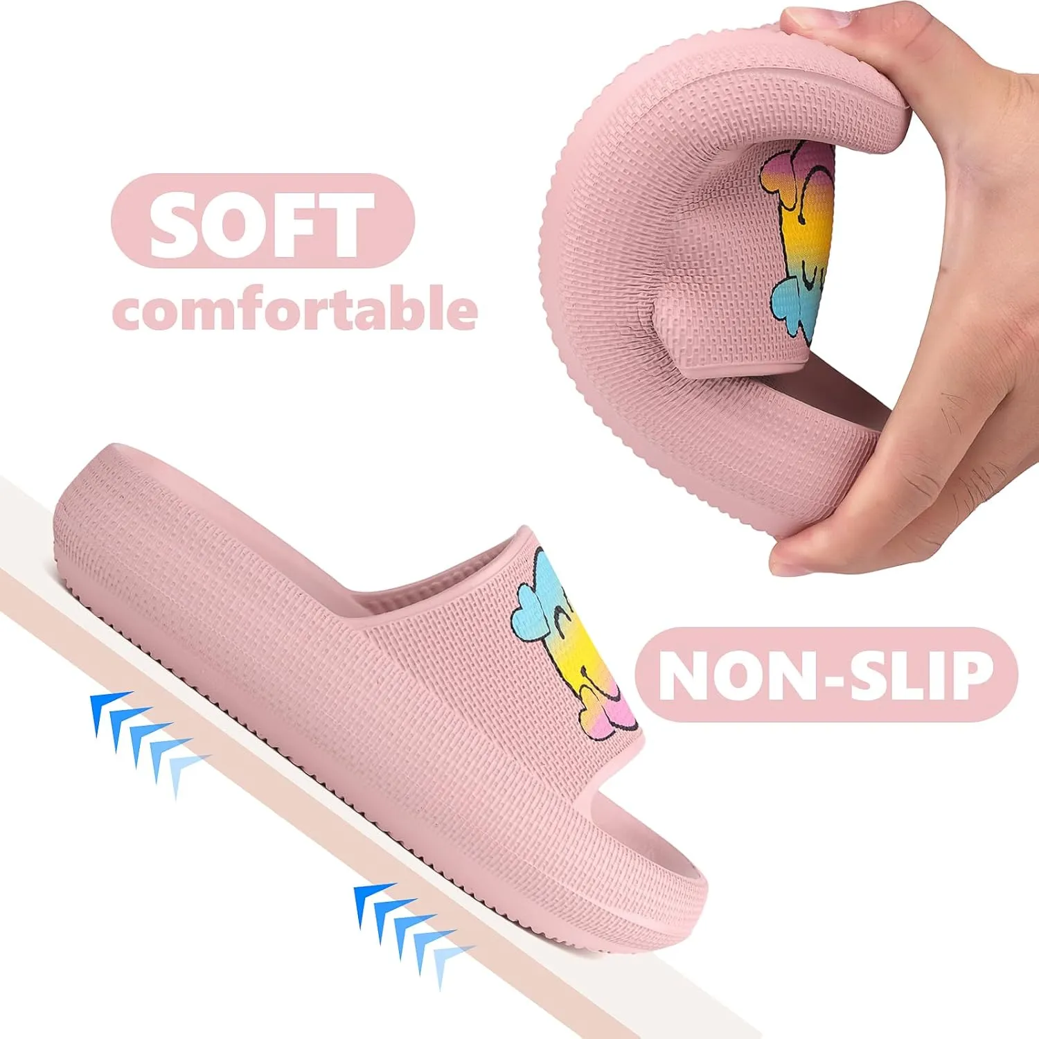 Kids Cloud SlidesPillow Sandals for Boys GirlsQuick Drying Bathroom Shower SandalsSummer Beach Pool Slippers| Thick Sole Non-Slip