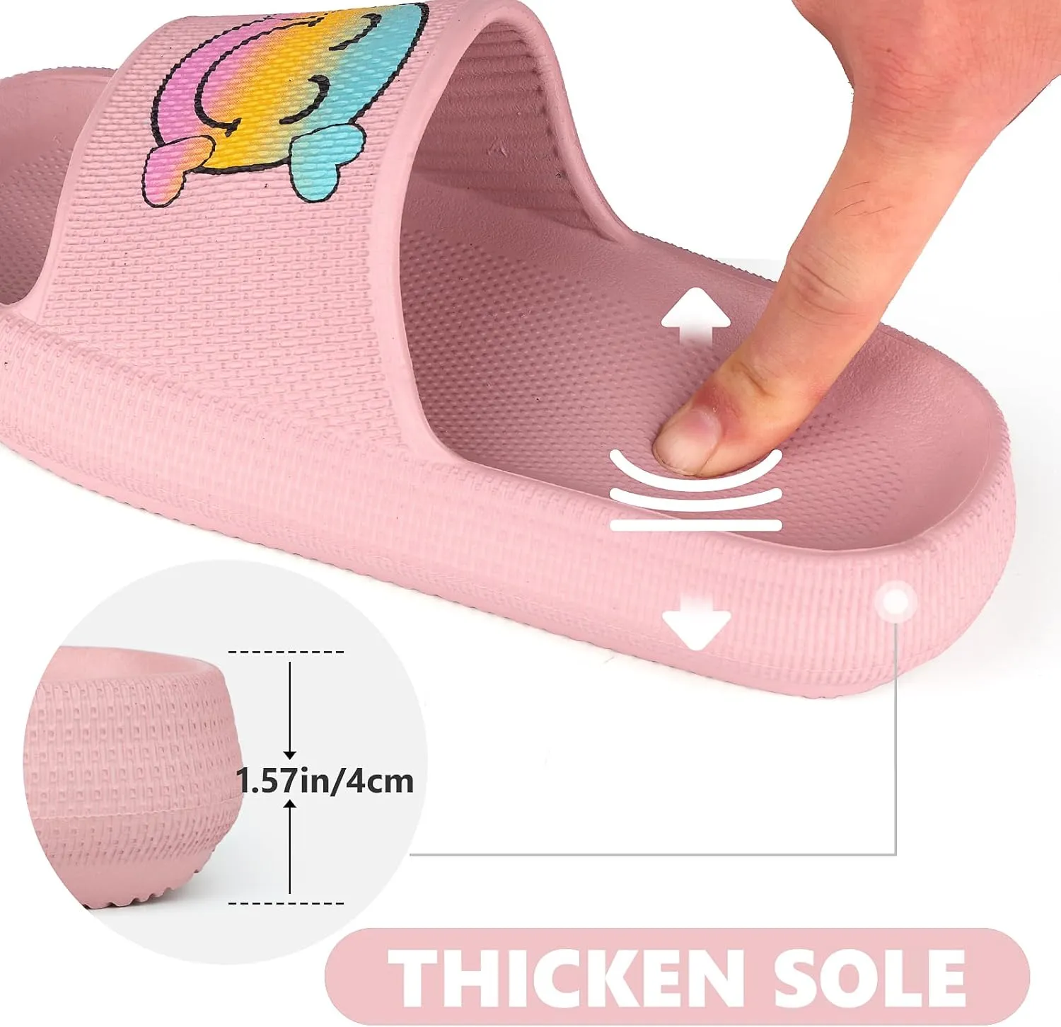 Kids Cloud SlidesPillow Sandals for Boys GirlsQuick Drying Bathroom Shower SandalsSummer Beach Pool Slippers| Thick Sole Non-Slip