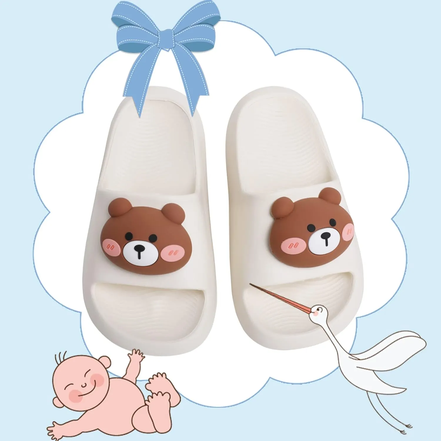 Kids House Slippers Non-Slip Quick Drying Open Toe Super Soft Thick Sole Sandals Home Shower Bathroom Slipper for Toddler Little Kids